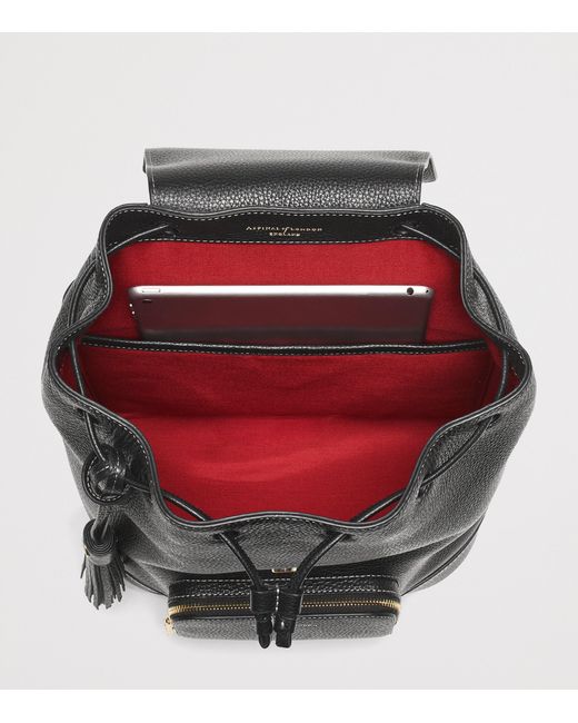 Aspinal Black Small Leather Hudson Backpack