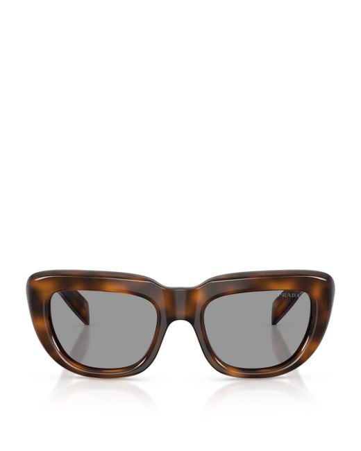 Prada Brown Pr D07S Rectangle Sunglasses