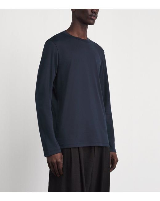 Brioni Blue Cotton Long-Sleeve T-Shirt for men
