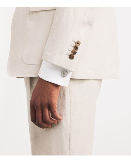 Babette Wasserman Natural Rhodium-Plated Coin Cufflinks for men