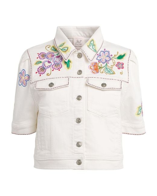 Cinq À Sept White Jardin Boheme Carley Denim Jacket