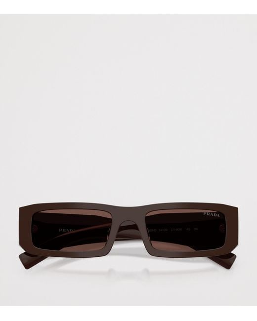 Prada Brown Acetate Rectangle Sunglasses for men