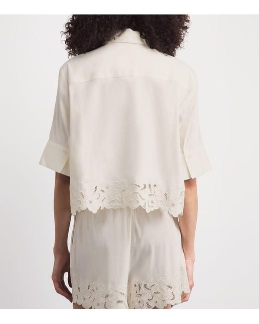 Camilla & Marc White Linen-Blend Chara Cropped Shirt