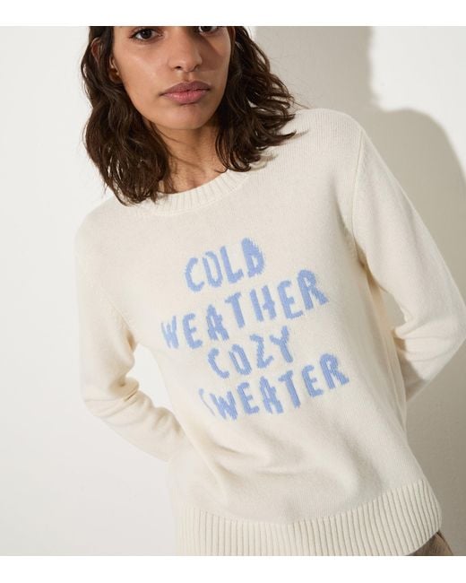 MAX&Co. White Wool-Cashmere Embroidered Sweater