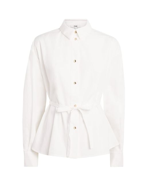Maje White Cotton Fitted Lace-Up Shirt