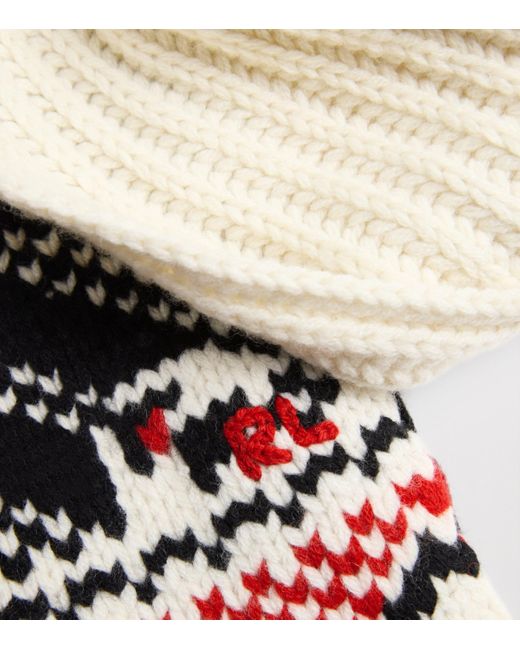 Polo Ralph Lauren White Wool Jacquard Snowflake Scarf