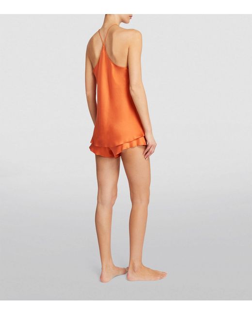 Olivia Von Halle Orange Silk Bella Pyjama Set