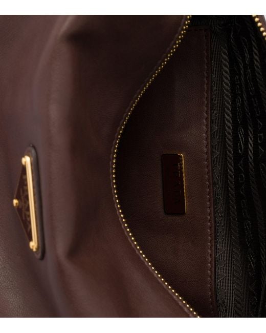 Prada Brown Small Leather Explore Shoulder Bag