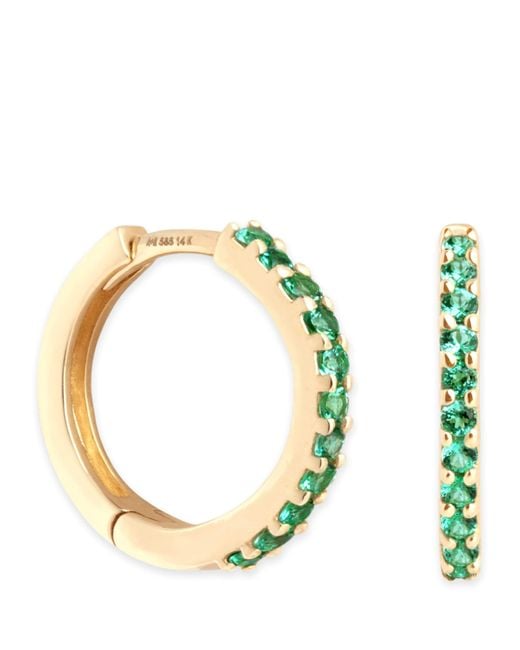 Astrid & Miyu Metallic And Emerald Single Hoop Earring