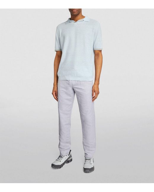 Sease Blue Linen-cotton Polo Shirt for men