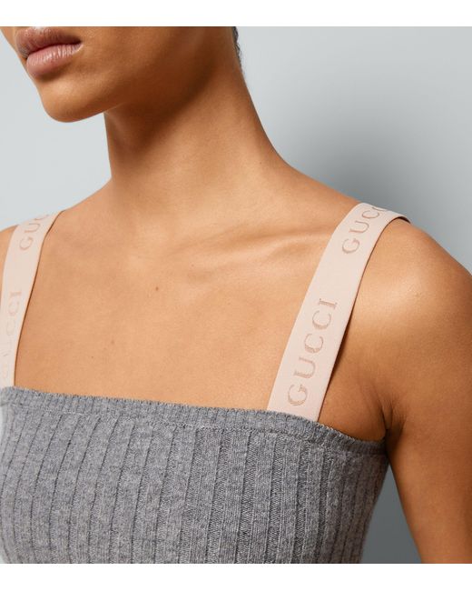 Gucci Gray Wool Cropped Tank Top
