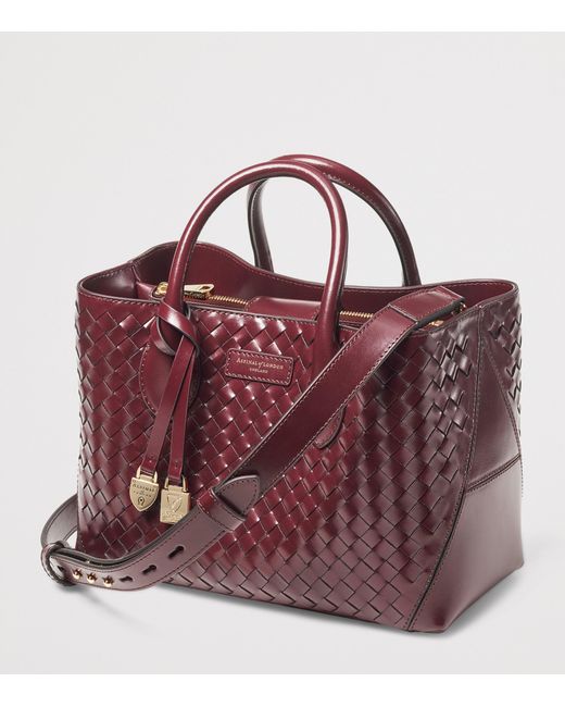Aspinal Purple Midi Leather London Tote Bag