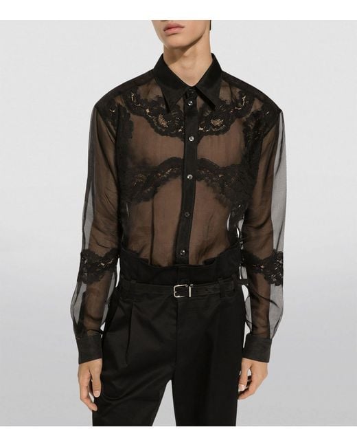 Dolce & Gabbana Black Lace-trim Shirt for men
