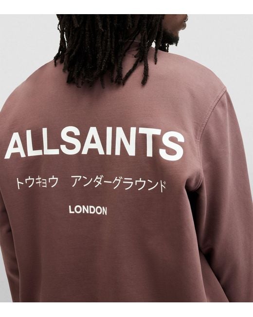 AllSaints Brown Cotton Underground Sweatshirt for men