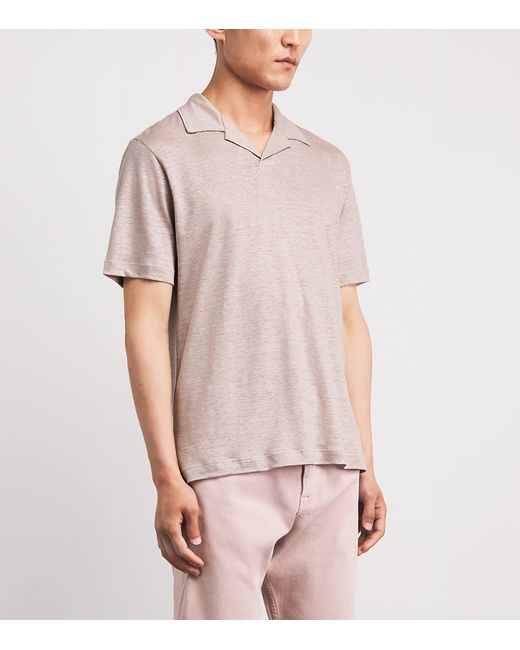 Eleventy Pink Linen Polo Shirt for men