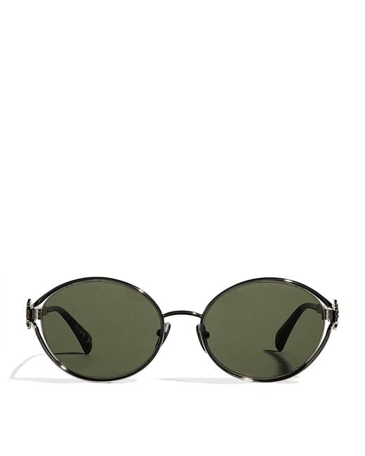 Maje Green Metal Round Sunglasses
