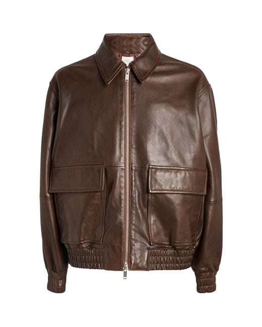 Studio Nicholson Brown Leather Bomber Jacket for men