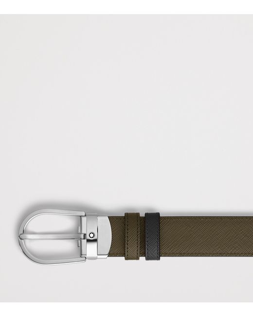 Montblanc Black Leather Reversible Horseshoe Belt for men