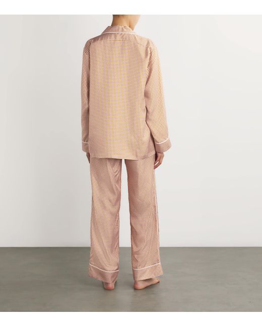 Olivia Von Halle Natural Silk Geometric Print Yves Sarrazin Pyjama Set