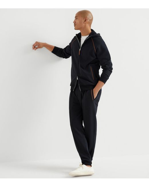Brunello Cucinelli Blue French Terry Piping-Detail Sweatpants for men