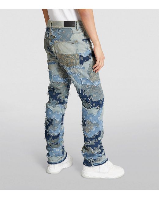 Amiri Blue Patchwork Camouflage Jeans for men