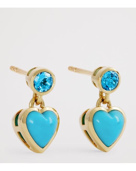 Emily P. Wheeler Blue And Topaz Heart Earrings
