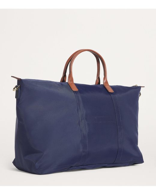 Harrods Blue Nylon Overnight Tote Bag