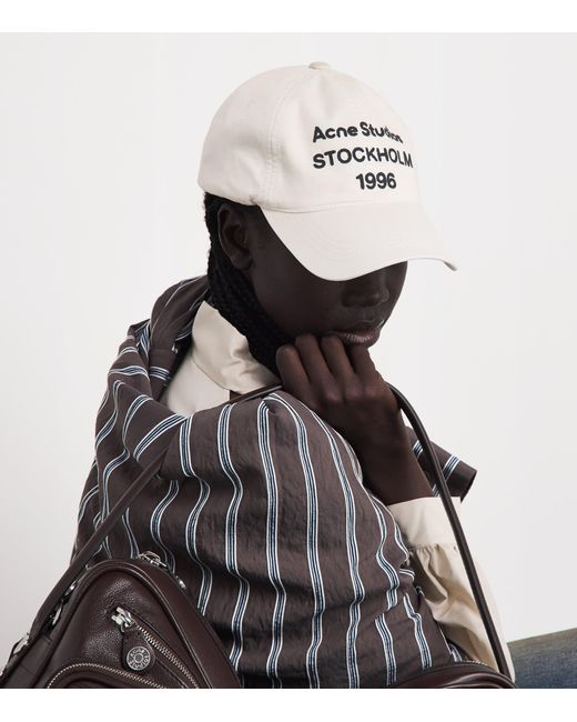 Acne White Cotton Logo Cap