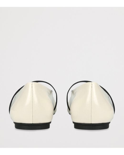 Ferragamo White Leather Zina Ballet Flats