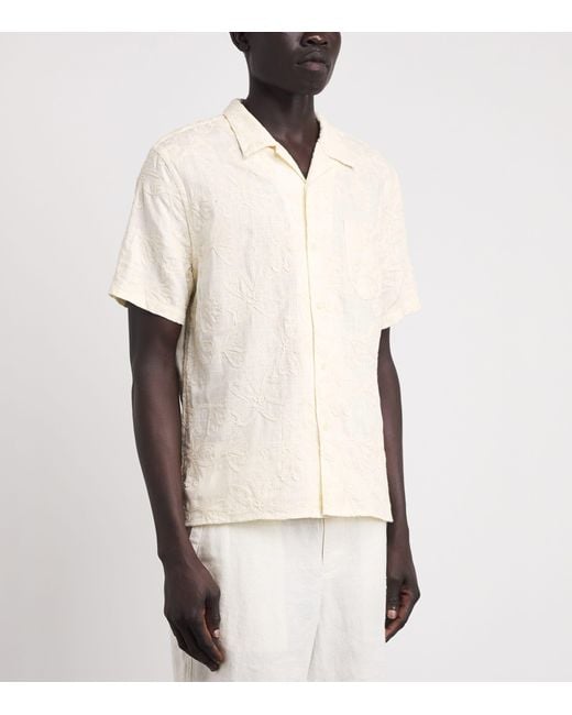 Vince White Embroidered Floral Cabana Shirt for men