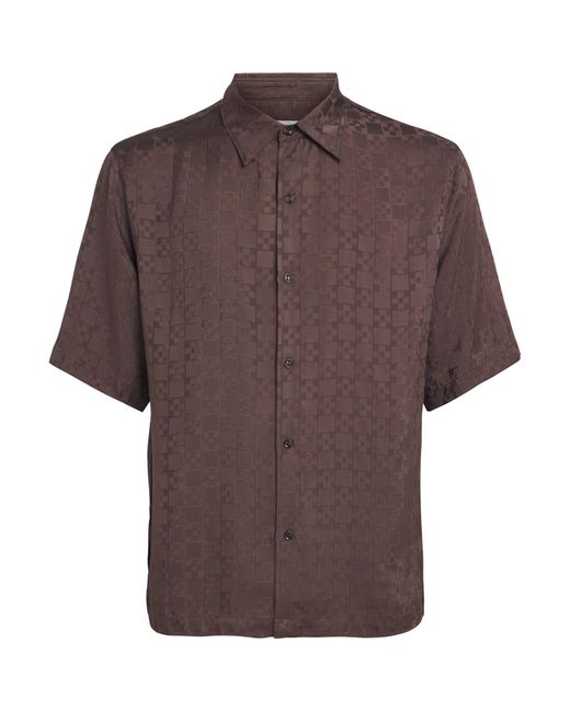 Sandro Brown Jacquard Cross Short-Sleeve Shirt for men