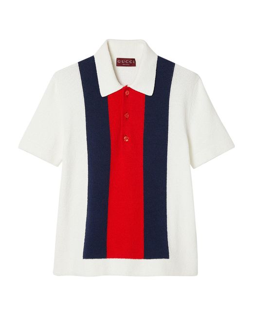Gucci Red Web Stripe Polo Shirt