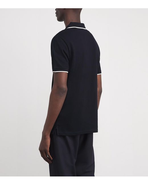 Emporio Armani Black Cotton Logo Polo Shirt for men