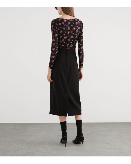 Dolce & Gabbana Black Stretch-Virgin Wool Midi Pencil Skirt