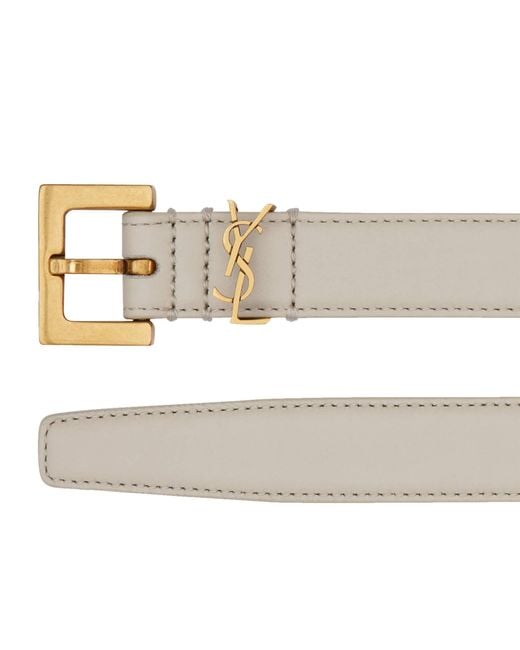 Saint Laurent Natural Leather Monogram Belt