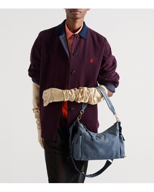 Prada Blue Large Nappa Leather Explore Shoulder Bag