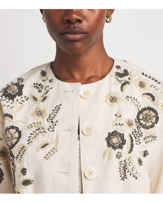 Veronica Beard White Embroidered Emeren Jacket