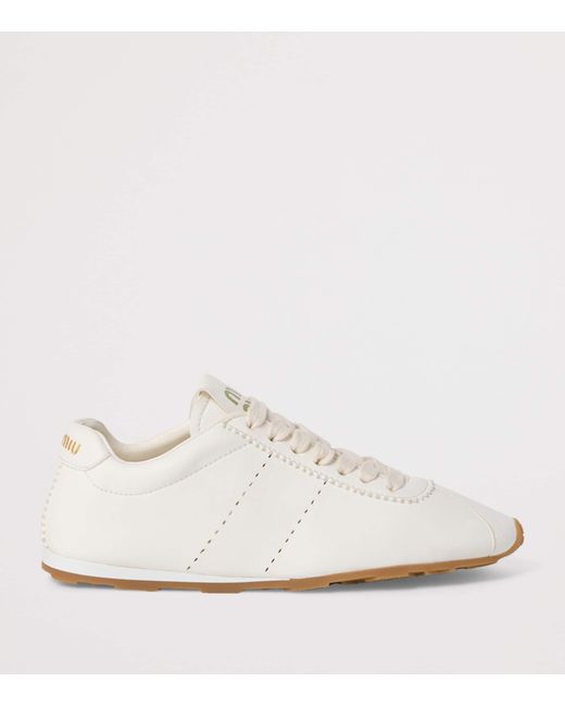 Miu Miu White Nappa Leather Plume Sneakers