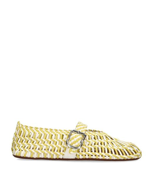 Alaïa Metallic Leather Braided Ballerina Flats