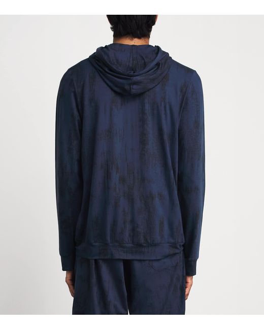 Derek Rose Blue Micro Modal Zip-Up Hoodie for men