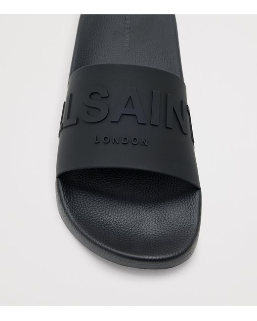 AllSaints Black Rubber Biggy Slides for men