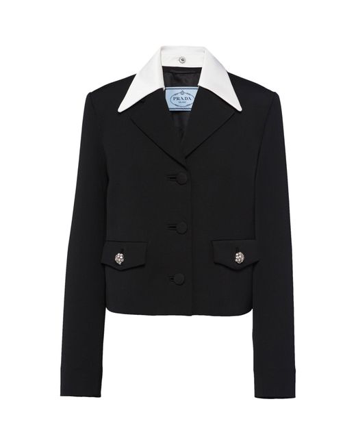 Prada Black Wool Satin-collar Jacket