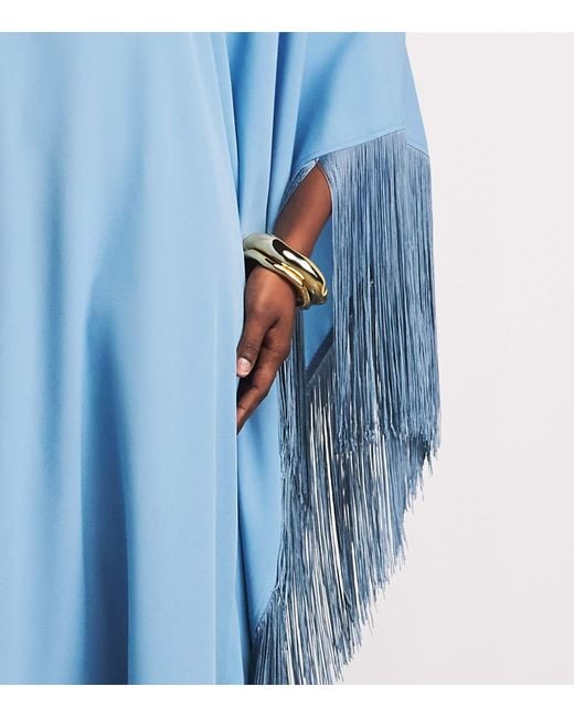 ‎Taller Marmo Blue Fringed Mrs Ross Kaftan Dress