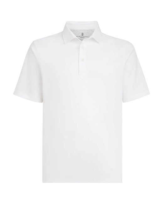 Brunello Cucinelli White Cotton Jersey Polo Shirt for men