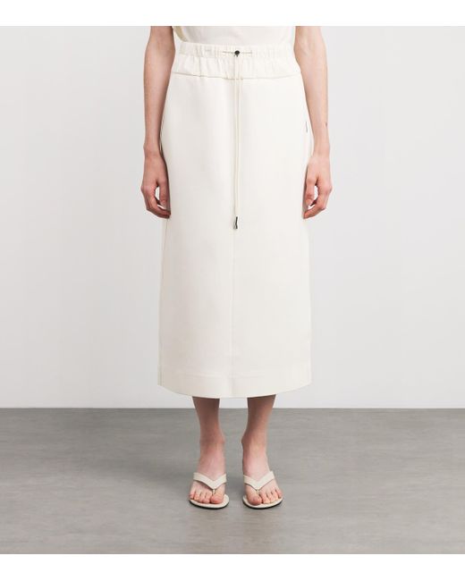 MAX&Co. White Cotton-Blend Jersey And Canvas Midi Skirt