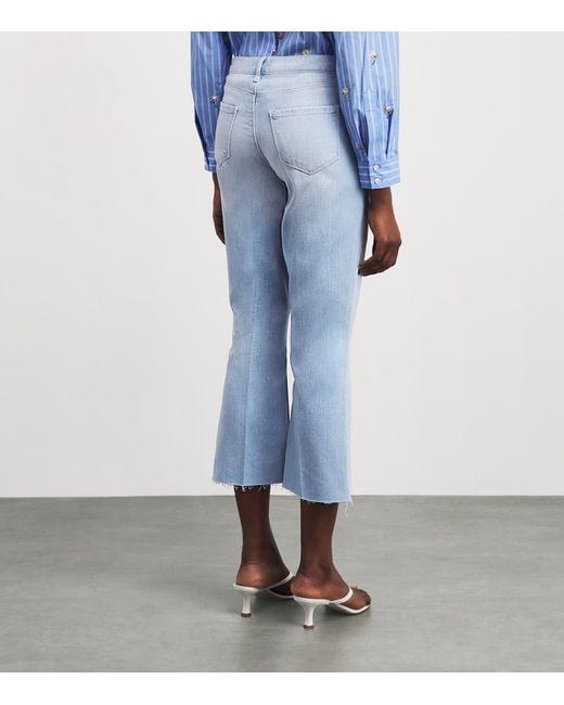 L'Agence Blue Cropped Kendra Flared Jeans