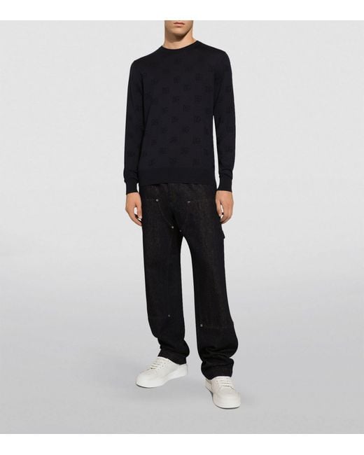 Dolce & Gabbana Black Silk Dg Monogram Sweater for men