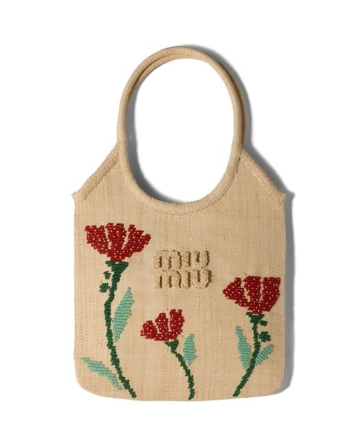 Miu Miu Natural Raffia Ivy Tote Bag