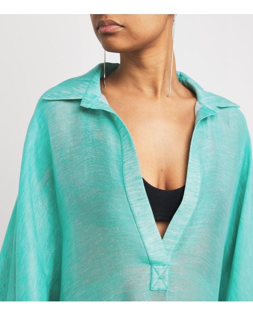 ‎Taller Marmo Blue Linen-Blend Caicos Kaftan