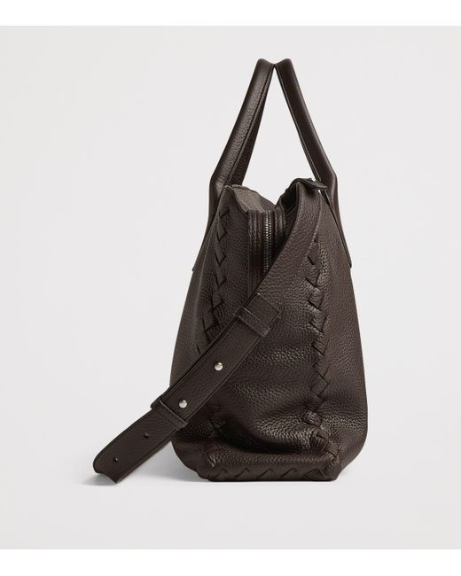 Bottega Veneta Black Large Grained Leather Interview Briefcase for men